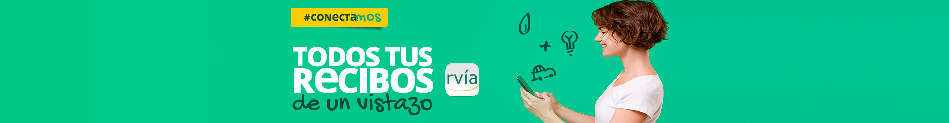 Campaña Resumen Anual de Recibos - mujer consultando sus recibos en la app de Ruralvía Campaña Resumen Anual de Recibos - mujer consultando sus recibos en la app de Ruralvía
